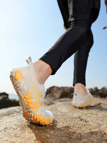 Nouvelles chaussures de randonnée outdoor, chaussures de surf et de plongée, chaussures à cinq doigts respirantes, chaussures de gué, chaussures de course amphibies pour la plage, chaussures de fitness à semelle souple pour l'intérieur et à semelle dure pour le sport, chaussures de corde à sauter silencieuses et antidérapantes, chaussures de course à semelle amortissante, chaussures de training décontracté et de yoga pour femmes - Gris Orange - Voir 5