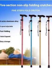 Unisex Outdoor Hiking Trekking Poles, Foldable Anti-Slip Walking Cane Stick, Aluminum Alloy Collapsible Hiking Poles