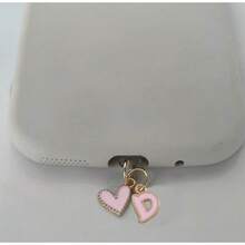 1pc Pink Heart-Shaped Metal Dust Plug, 26 Letter Heart Charging Port Protector Cover, DIY Phone Decor Compatible With Apple/Type-C, Mobile Device Dust-Proof Accessory, Girly Letter Heart Dust Plug, Gift For Friends, Valentine's Day Gift, Festival Small Gift Gifts For Mother, Family, Friends, Kids, Birthday, Holiday Phone Accessories Phone Charm - Pink IPhone - View 25