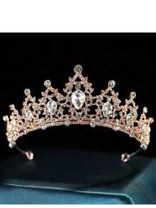 1 件奢华水钻金色闪亮皇冠巴洛克风格头带，高端闪亮水晶公主新娘婚礼皇冠发饰，适合婚礼、生日、舞蹈表演、成人皇冠派对、情人节礼物 - 香檳色 - 查看 9