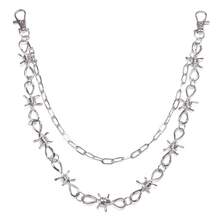 时尚个性星星腰链，男女皆宜的嘻哈朋克金属裤链，百搭星星牛仔裤链 - 銀色 - 查看 5