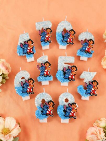 Ombre Blue Stitch 0-9 Number Candles, Perfect For Decoration, Parties, Weddings And Gatherings. Suitable For Daily Decor, Holiday And Birthday Party Decoration, As Well As Small Party Favors. Ideal For Birthday, Party And Wedding Centerpiece Decoration.