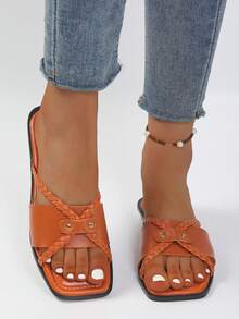 Summer Casual Versatile Flat Sandals - Burnt Orange - View 1