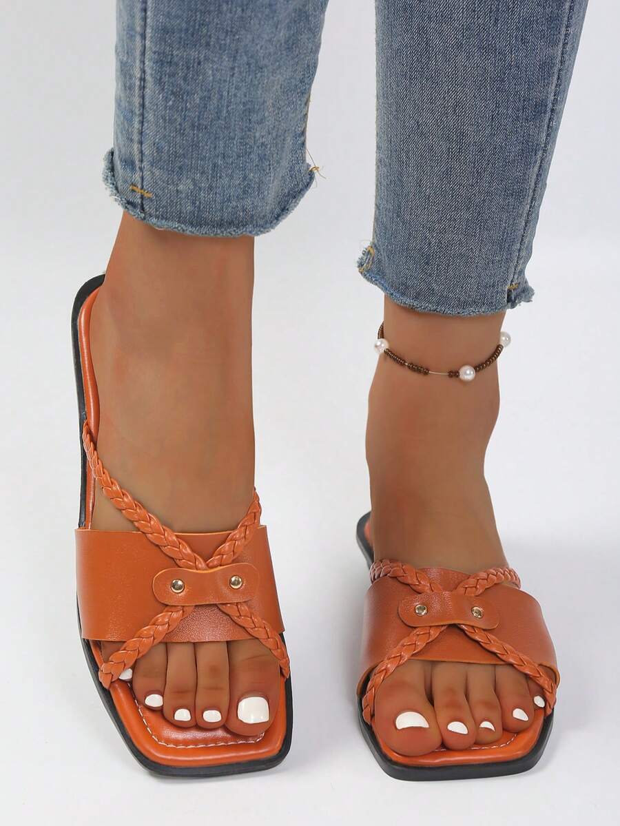 Summer Casual Versatile Flat Sandals - Burnt Orange - View 1