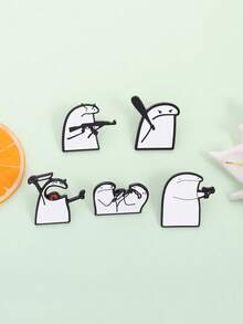 QIHOO 3件套趣味线条人物珐琅徽章 漫画胸针 徽章 背包领章 服装配饰 时尚饰品 朋友礼物 - 彩色 - 查看 5