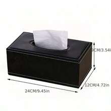 Caja de pañuelos de cuero rectangular grande con base magnética, soporte decorativo para caja de pañuelos de material de PU en color negro, adecuado para baño, dormitorio, cocina, escritorio de oficina - Negro - Ver 7