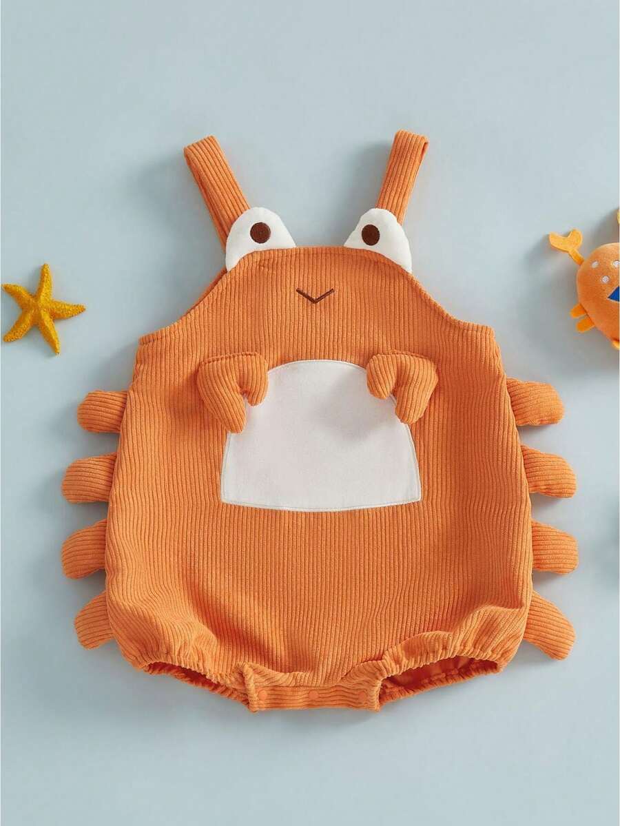 Disfraz de langosta para bebé, mono de pana sin mangas con diseño de cangrejo, mono de cosplay para Halloween, para fiesta y escenario - Naranja - Ver 1
