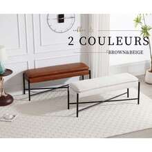 WAHSON OFFICE CHAIRS 1PC Banco Acolchado Cuero PU Multifuncional Entrada Comedor,Branco - Beis - Ver 7