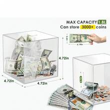 1pc Acrylic Transparent Piggy Bank, For Kids, Students, Adults, Donation Box, Suggestion Box, Suitable For Thanksgiving, Back To School