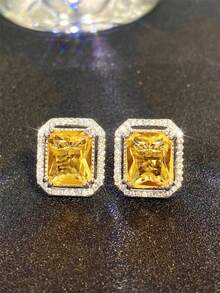 1 Pair Teen Luxury Cubic Zirconia Stud Earrings For Girls For Daily Decoration For Party Jewelry Birthday Gift - 1# - View 7