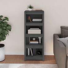 vidaXL Biblioteca cinza 50x35x125,5 cm Bois de pin massif - Cinza - Ver 3