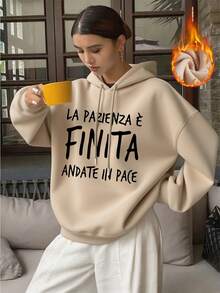 Nouveautés Automne/Hiver 2025 : Sweat-shirt à capuche manches longues pour femme, épais et confortable, style décontracté. Idéal pour l'hiver, chaud et douillet, parfait au quotidien. Imprimé texte italien. Doux, respirant et chaud. Idéal pour l'hiver, Noël, le Nouvel An, le printemps, l'été, la Saint-Valentin, les mariages, les sorties, les vacances. Élégant, décontracté, chic. - Nude - Voir 3