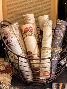 MOCARD 30张/包复古花卉剪贴簿纸，复古DIY装饰无粘性材料纸，节日礼物，手工拼贴用品，个性化剪贴簿规划创意学校文具 - 紫色 - 查看 7