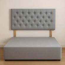 Double 4ft6 20inch Chesterfield Linen Headboard - Silver Linen - View 6