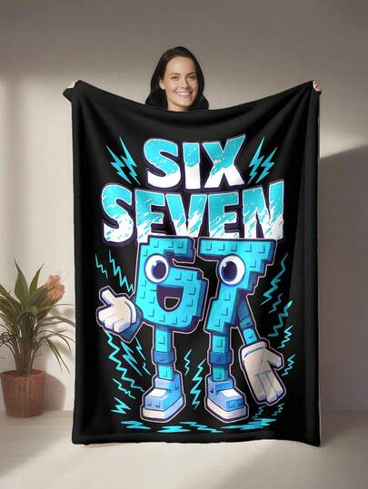 1 Stück blaue Flanelldecke mit Nummer 67 Aufdruck - Weich & Bequem, geeignet für Reisen, Camping, Sofa, Bettwäsche - Nummer 67 Aufdruck, Kuschelige Bettwäsche-Accessoire für alle Jahreszeiten, vielseitig einsetzbar