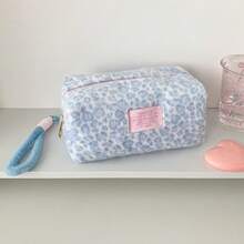 Leopard Print Plush Handbag, Portable Cosmetic Organizer Bag, Travel Large Capacity Clutch, Coin Purse - Multicolor - View 14