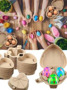 30/10pcs/Set 1 Easter Egg Box Set, Heart-Shaped Egg Carton Set Includes Jute Rope, Paper Pulp Egg Containers, Easter Gift Packaging, Easter Party Decor, Reusable Kitchen Egg Storage Box, Suitable For Kitchen, Farm, Easter, Holiday Gifts, Holiday Decor Baskets, Holiday Gift Boxes - Multicolor - View 3