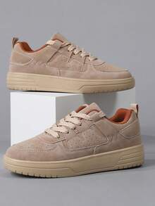 低帮女鞋运动鞋，休闲板鞋，运动鞋，学生鞋，时尚撞色系带设计，透气柔软，适合所有季节 - 卡其色 - 查看 4