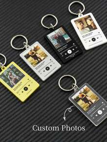 Móc khóa bài hát tùy chỉnh, móc khóa kiểu album cá nhân hóa dành cho bạn trai/bạn gái, quà Valentine, quà tình yêu, quà sinh nhật, quà cưới, quà Giáng sinh. - Nhiều màu - Xem 2