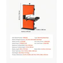 Band Saw, 9-Inch, Woodworking Benchtop Bandsaw With 1/2 HP Motor, 3.5-Inch Max Cutting Height, 11.8 X 11.8 In Cast Aluminum Table, 0-45° Tilting Range, With Miter Gauge, Fence, For Woodworking - Xem 7