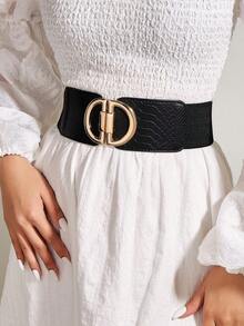 1pc Women's Elegant Fashion D-Letter Dress With Elastic Waistband Summer, School Fall, Autumn, Halloween - 黑色 4 - 查看 6
