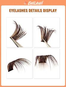 Asiteo 160/200 PCS D Curl Thick Brown Lash Clusters 80D Lashes Fluffy Natural Look&Soft&Light DIY False Eyelash Extensions Suitable For Daily Style Eye Makeup Holiday,Party,Gifts Makeup,Color Lashes,Brown Lashes - D - View 3