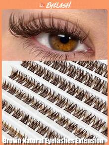 Asiteo 110/120 pièces Rallonges de cils naturels bruns de type D, faux cils épais, doux et ébouriffés, similaires aux cils de vison, conviennent pour les fêtes de l'Aïd, les soirées de fiançailles, les enterrements de vie de garçon, les mariages, les voyages, les vacances à la plage et le maquillage - D - Voir 2