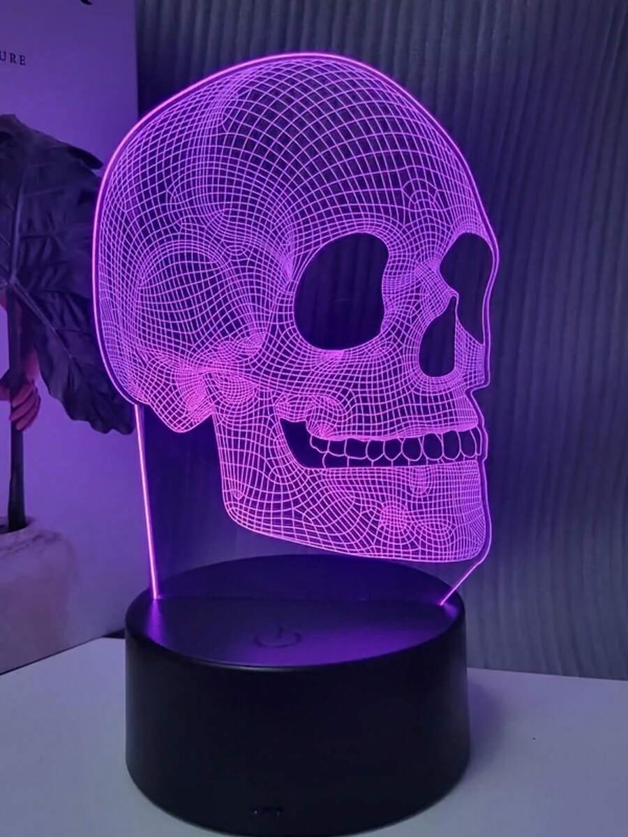 3D Skull LED Night Light - USB Powered, Suitable For Bedroom, Study, Gaming Party Decor, Gift - 夜燈 - 查看 1