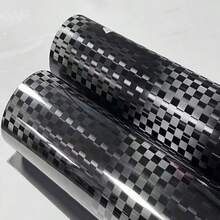 1pc Black Forged Carbon Fiber Sticker, Car Square Forged Carbon Fiber Decal Film - One Size Fits All - View 2