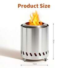 Smokeless Tabletop Fire Pit Stainless Steel Mini Firepit For Patio Camping Bonfire And Backyard Portable Outdoor Wood Or Pellet Fueled Fire Pit Stove Low Smoke Design 5.9 X 7.8 In - Sliver - View 2