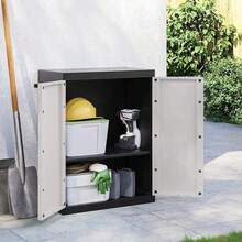vidaXL Armadio da Esterno Grigio e Nero 65x37x85 cm PP - Grigio - Visualizzare 1