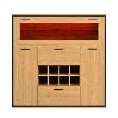 Dining Room Sideboard, Elegant Wine Cabinet, With Double Doors, Glass Shelves And Bottle Racks – Perfect Storage In A Modern Dining Room Sideboard