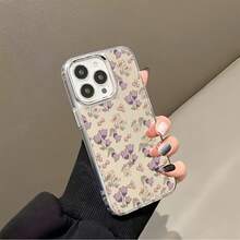 Funda Floral Delight con Espejo. Funciona también como espejo y es compatible con  17,  16 Pro Max,  15 Pro Max,  13 y  12. Fabricada en TPU, ofrece una excelente protección contra golpes y caídas. Un regalo ideal para tus seres queridos, perfecta para celebraciones de otoño, cumpleaños, aniversarios o simplemente para alegrarle el día a alguien. - Plateado - Ver 4