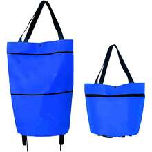 1 folding and portable shopping cart, suitable for both men and women in supermarkets. Available in 5 colors: blue, red, orange, black, and green. A portable and foldable shopping bag with wheels, reusable, waterproof, stain-resistant, durable, perfect for supermarket shopping and travel. - Multicolor - Ver 12