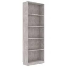vidaXL Bibliothèque de 5 niveaux Gris béton 60x24x175cm Bois ingénierie - Gris - Voir 2