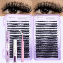 1960pcs/680pcs/640pcs D-Curl/C-Curl Fluffy Eyelash Extension Kit, DIY Lash Extension Set, Beginner Friendly, Thick & Full Segment False Lashes, Individual Lash Kit Includes Lash Glue, Sealant, Tweezer, Remover, Headband For Home Use - Multicolor - View 7