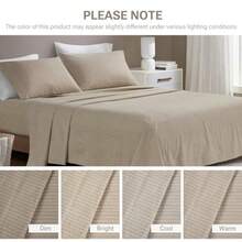 Flannel Sheets King Size Cozy 100% Cotton Flannel Bed Sheets Ultra Soft Cute Sheet Set Novelty Print Themed Cold Weather Warm Bedding Set Beige White Stripes 4 Piece - BeigeWhite Stripes - View 8