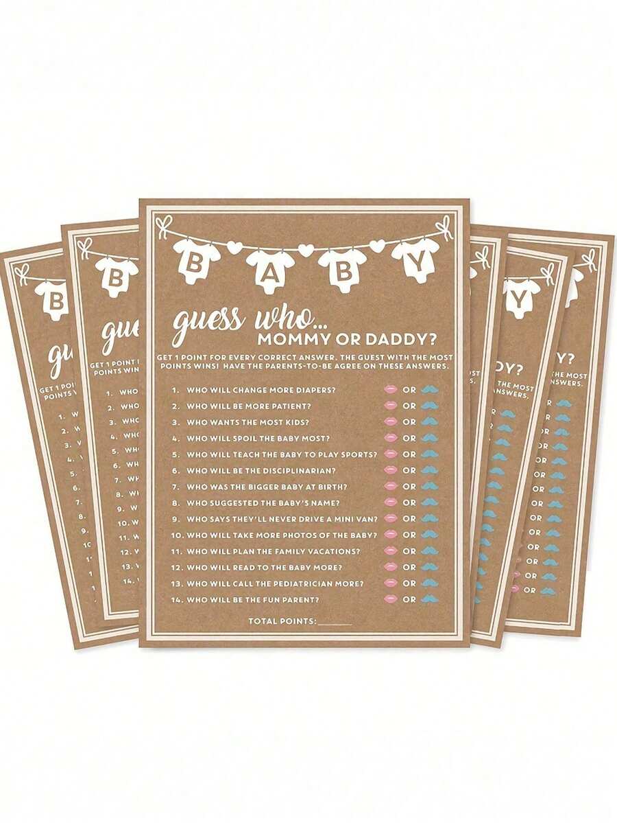 5pcs/10pcs/20pcs/40pcs Baby Suggests Predicting Game Cards Baby Games For Girl Or Boy,Newborn Parent Advice Cards,Baby Birth Advice Cards - 彩色 - 查看 1