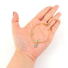 1pc New Classic Initial Water Drop Pendant Golden Stainless Steel Bead Chain Bracelets For Women - Yellow Gold - View 3