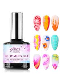 美甲绽放凝胶透明UV LED花朵凝胶指甲油，营造大理石天然石材水彩花卉印花效果，可卸美甲凝胶DIY美甲设计，女士美甲礼物 - 無色 - 查看 8