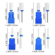 4 mũi khoan móng tay bằng gốm, đầu mài móng điện, phụ kiện loại bỏ gờ, dụng cụ tẩy gel. - Màu xanh lam - Xem 2