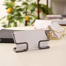1个桌面名片架，简约卡片收纳架，金属名片架，优雅创意名片夹，金色、玫瑰金、黑色可选，适用于手机支架、卡片支架、照片、邀请函、扑克牌、访客卡、身份证、名片等，适用于办公室、家庭、学校、桌面装饰、卡片展示盒、办公及学习用品、返校季、办公配件、家居收纳 - 多色 - 查看 5