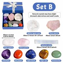 10pcs/Set Natural Crystal Chakra Set Amethyst Cluster Agate Cave Selenite - Crystal Furniture Decoration Gift Set For Christmas Thanksgivi - Chakra Set - View 14