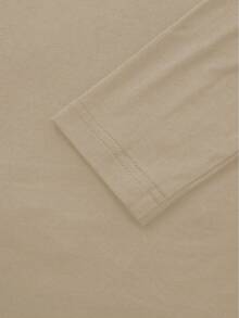 女士简约复古硬币图案优雅休闲高领长袖针织打底衫，秋季款 - 杏色 - 查看 6