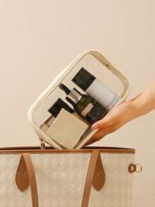 1个装化妆包 旅行PVC防水可视化妆品收纳袋 大容量户外游泳杂物便携式洗漱包，旅行便携式化妆品收纳袋 多功能洗漱包 行李整理收纳袋 旅行商务旅行防水收纳袋 化妆包 - 彩色 - 查看 7