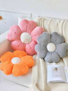 Daisy Pattern Throw Pillow, Soft Faux Fur Cushion, Suitable For Sofa, Bedroom And Living Room