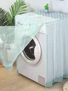 1pc Lace Edged Washing Machine Cover, Side Opening Design, Fits 8-10kg Fully Automatic Washing Machines, Home Appliance Dust Cover Storage Organizer
