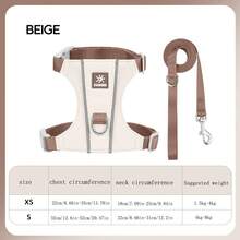 1件猫狗牵引背心式猫胸背带防滑猫胸背带轻便反光宠物胸背带 - 彩色 - 查看 2