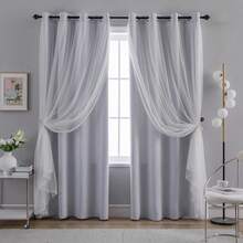 Blackout And Sheer Layered Solid Window Curtain Panel Pair With Grommet Top, 52Wx63L, Orange - Anytime Use - 灰白色 - 查看 8