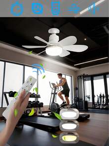 30W LED Ceiling Fan, E27 Socket, Wireless Remote Control, 3 Adjustable Lighting Modes, Smart Home Ceiling Fan For Living Room - White - View 2